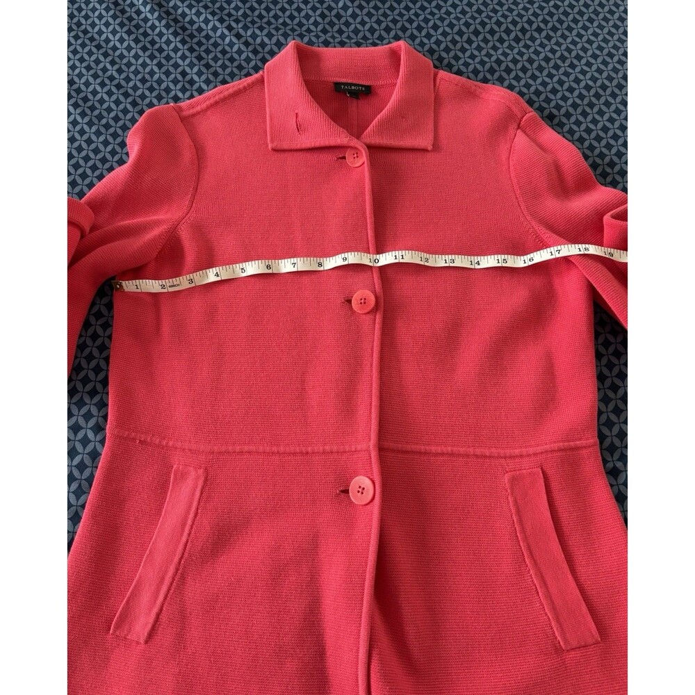Talbots Women Bright  Pink Knitted Blazer Jacket  Size S Button Down - Picture 8 of 9